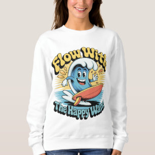 Flyt Med De Glada Vågorna Retro Surfstämning Kvinn T Shirt