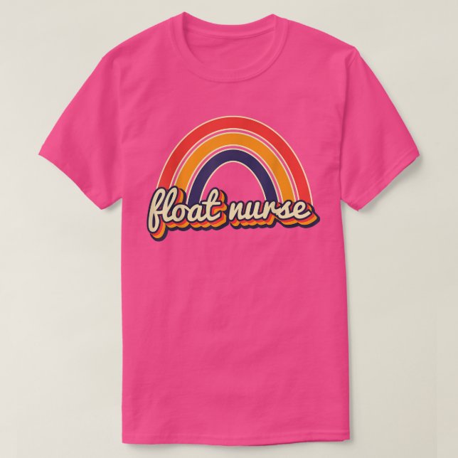 Flyt Nurse Nursing Retro Rainbow Flyt Bassäng Nurs T Shirt (Design framsida)
