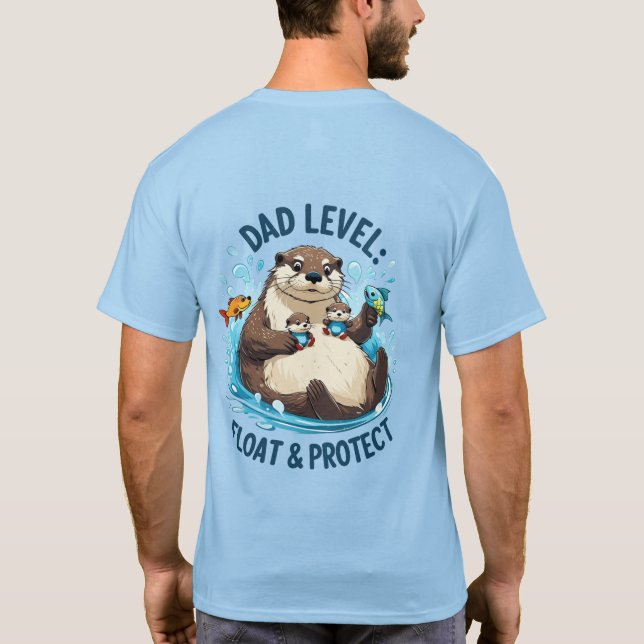 Flyt och skydda - Otter Pappa Funny T-Shirt (Baksida)