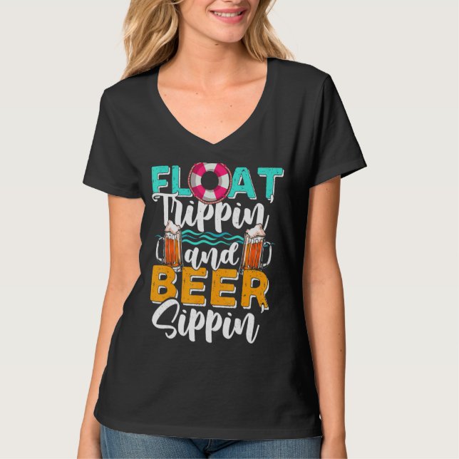 Flyt Resa Flyta trippin' och öl sippin' T Shirt (Framsida)