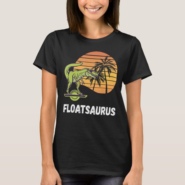 Flyt Rex Dino Retro Sunset Electric Skateboard på T Shirt (Framsida)