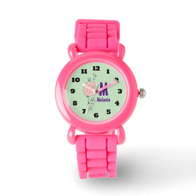 Flyta Bunny Holding ett ballonmonogram Armbandsur (Framsida)