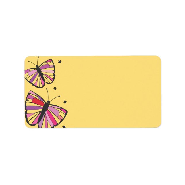 FLYTA BUTTERFLY Bat mitzvah Sticker Adress Adressetikett (Framsidan)