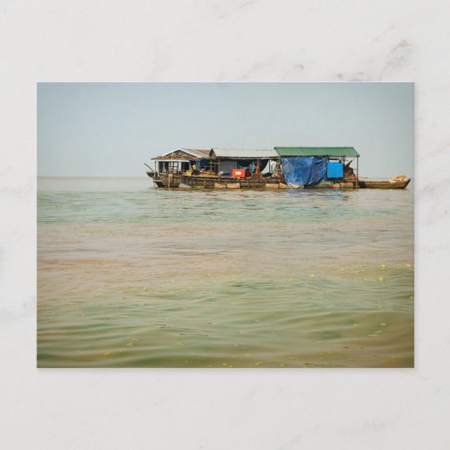 Flyta byn, hus & fartyg, Cambodja Vykort (Framsida)