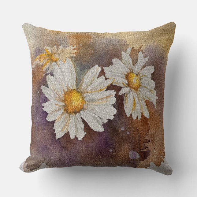 Flyta Daisy vattenfärg Kudde (Framsida)