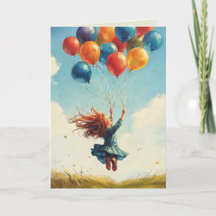 Flyta flicka med ballonger inbjudan