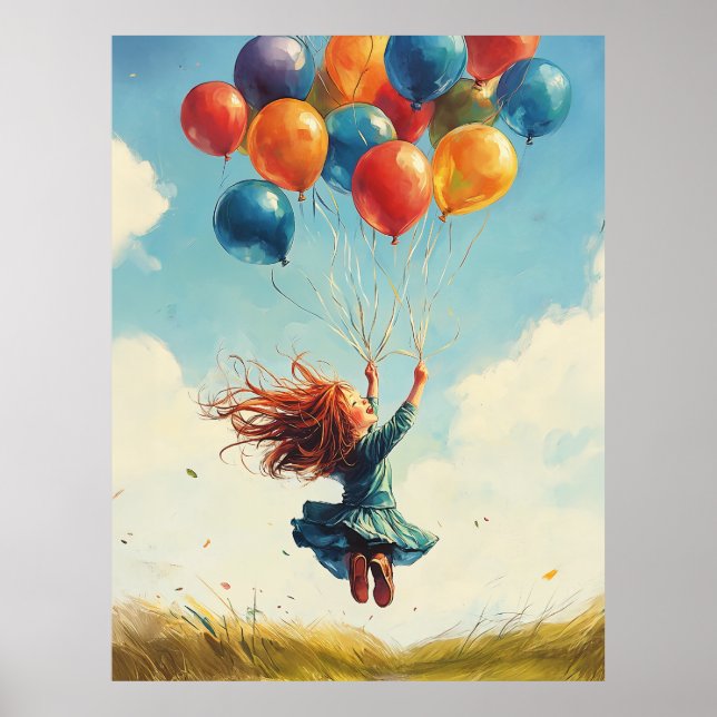 Flyta flicka med ballonger poster (Framsidan)