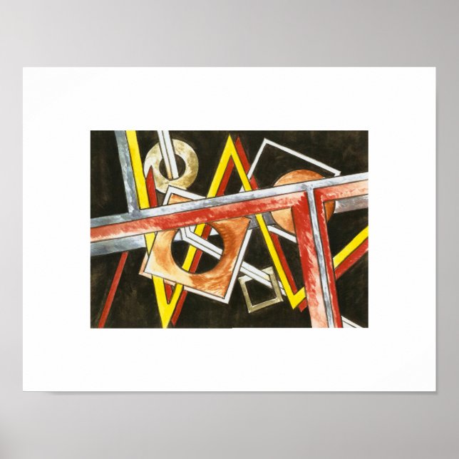 Flyta former-handmålad modern geometrisk konst poster (Framsidan)