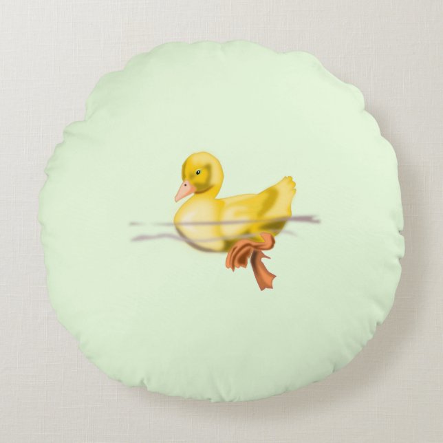 Flyta Gult Duckling Round Pillow - Ditt Färg Rund Kudde (Framsidan)