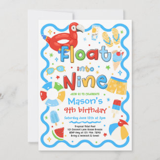 Flyta in i nio sommar poolparty 9-årsdag inbjudningar