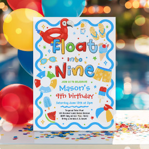 Flyta in i nio sommar poolparty 9-årsdag inbjudningar