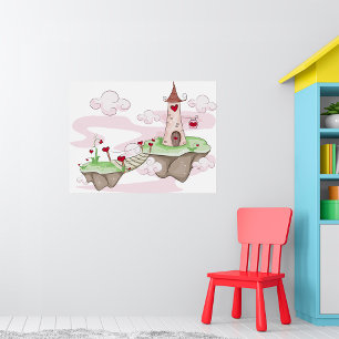 Flyta Kärlek Castle Illustration Romantic Fantasy Poster