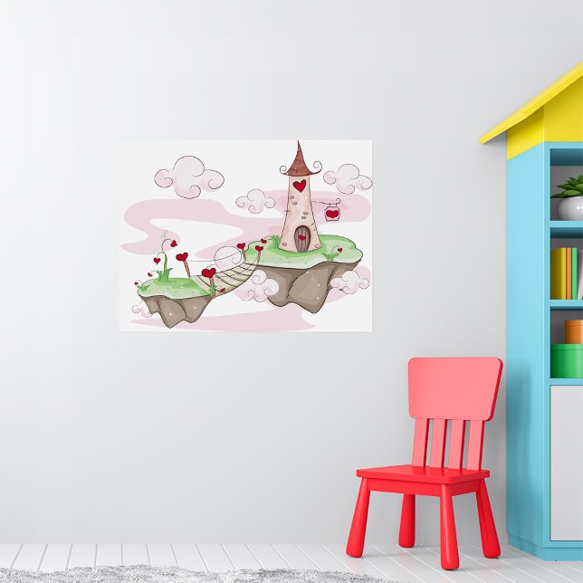 Flyta Kärlek Castle Illustration Romantic Fantasy Poster (Skapare uppladdad)