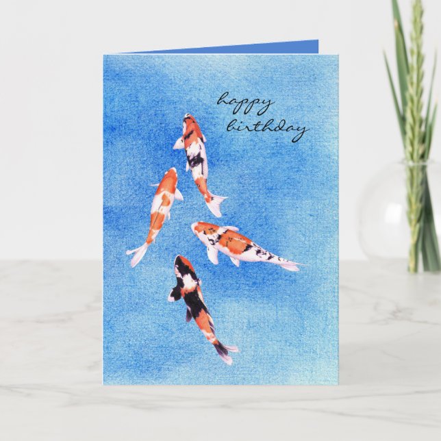 Flyta Koi Blue Birthday Card Kort (Framsida)
