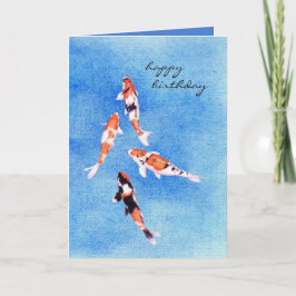 Flyta Koi Blue Birthday Card Kort