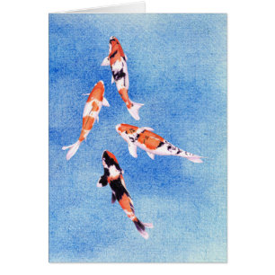 Flyta Koi Blue Card Hälsningskort