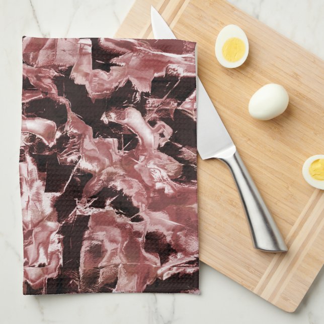 Flyta koppar- eller klippblad över mörkaste röda kökshandduk (Vikt i Fjärdedel)
