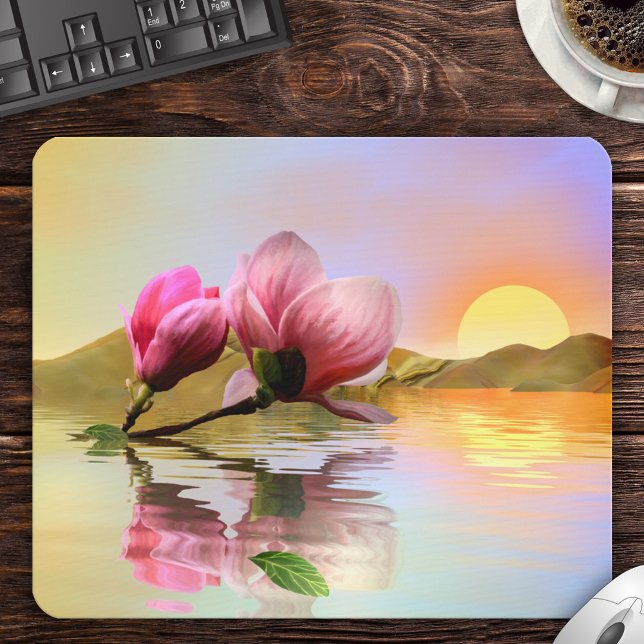 Flyta Magnolia Flowers Fine Art Mouse Pad Musmatta (Skapare uppladdad)