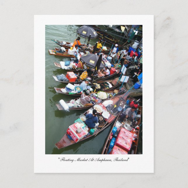 Flyta marknadsföra på Amphawa, Thailand Vykort (Framsida)