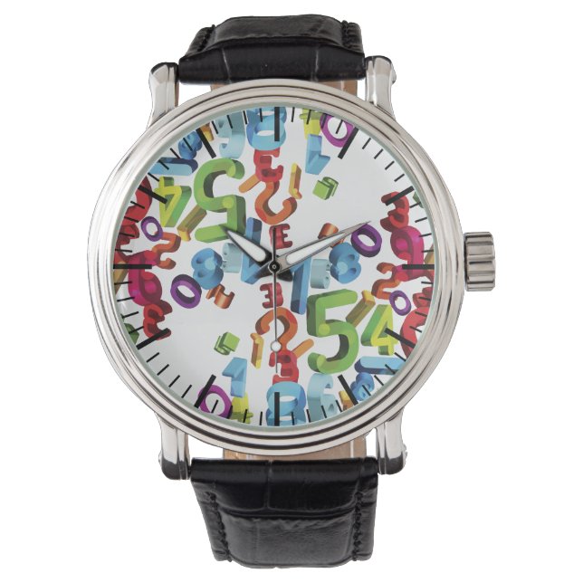 Flyta Nummer Watch på vit bakgrund Armbandsur (Framsida)