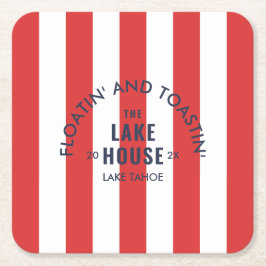 Flyta och rosta Lake House Red Stripe Underlägg Papper Kvadrat