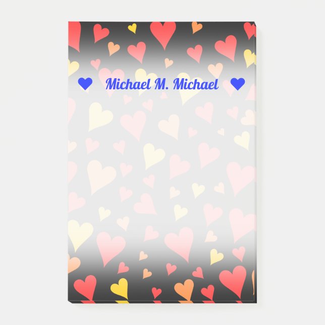 Flyta Red, Orange och Gult Hearts Mönster Post-it Block (Framsida)