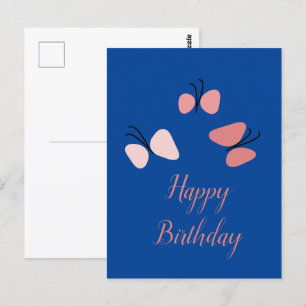 Flyta Rosa Butterflies Grattis på födelsedagen Vykort