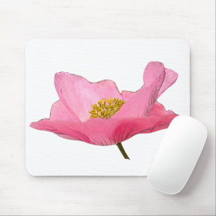 Flyta rosa vallmonärbild musmatta