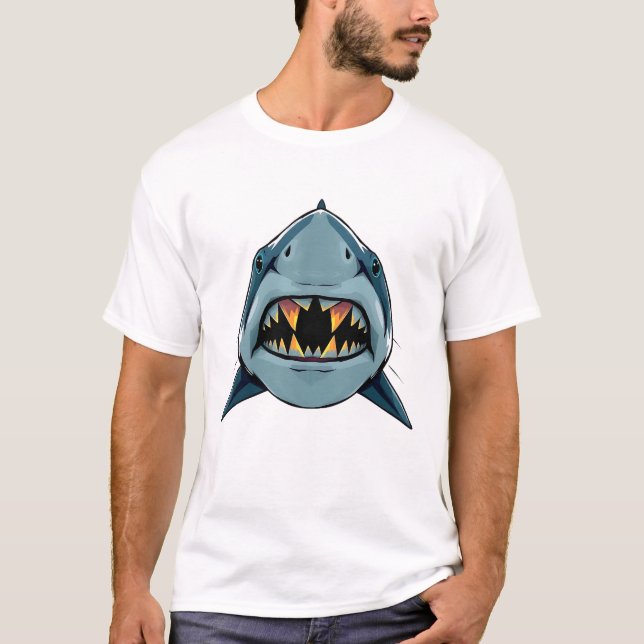 Flyta Shark Ansikte Art Tee (Framsida)