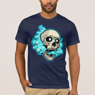 Flyta Skull med snurrande blå rök T Shirt