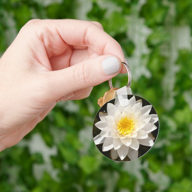 Flyta White Waterlily Lotus Nyckelring (Hand)