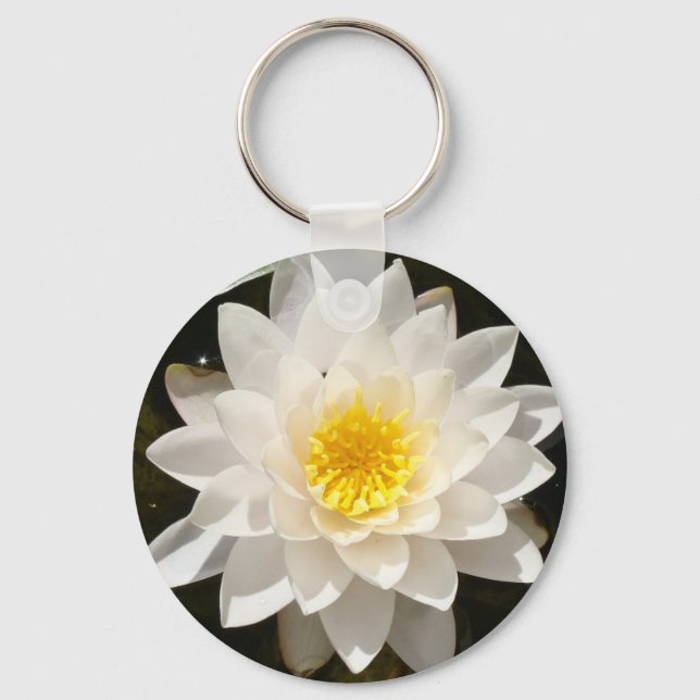Flyta White Waterlily Lotus Nyckelring (Framsida)
