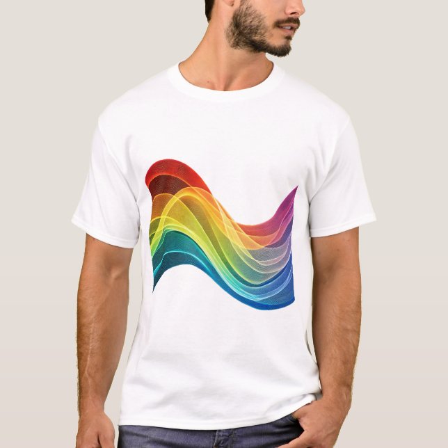 Flytande Abstrakt Regnbågsvågor T Shirt (Framsida)