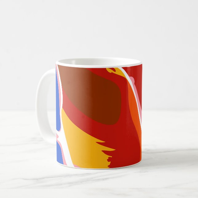 Flytande abstrakta former med djärva färger kaffemugg (Framsida vänster)