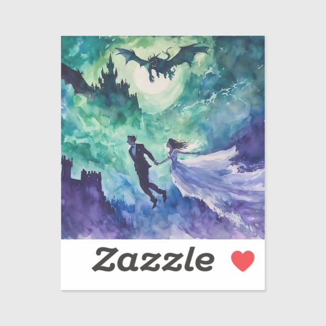 Flytande Älskare - Vattenfärgstryck Klistermärken (Ark)