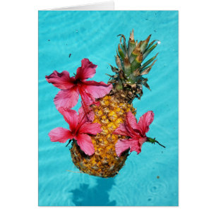 Flytande ananas och Hibiscus Hälsningskort