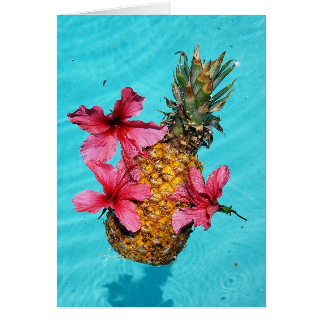 Flytande ananas och Hibiscus Hälsningskort (Framsidan)