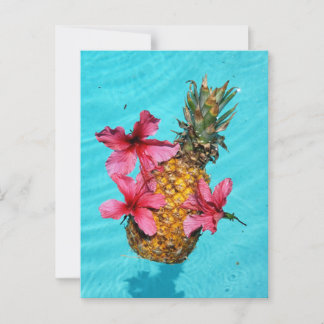 Flytande ananas och Hibiscus Vykort