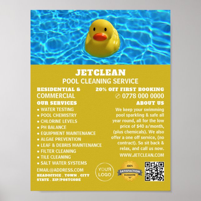 Flytande Anka, Swimming Bassäng Städning Poster (Framsidan)