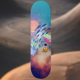 Flytande av astronautfångande av flygande fisk i r mini skateboard bräda 18,5 cm