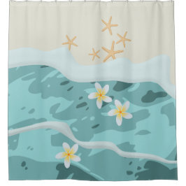 Flytande av Frangipanis på Beach Wave Meet Starfis