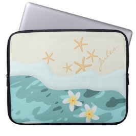 Flytande av Frangipanis på Beach Wave Starfish Nam Laptop Fodral