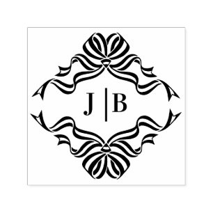 Flytande bandribboner Crest 2 Initialer Bröllop Självfärgande Stämpel