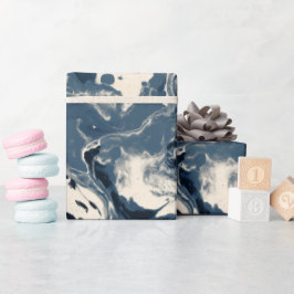 Flytande bläck Indigo Svart Stänk Abstrakt Mönster Presentpapper