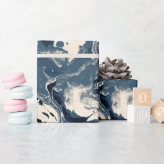Flytande bläck Indigo Svart Stänk Abstrakt Mönster Presentpapper