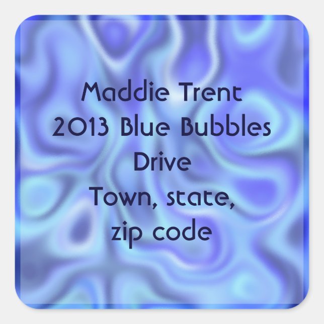 flytande blått fyrkantigt klistermärke (Framsida)