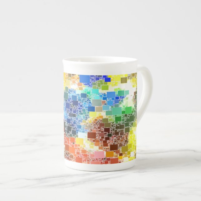 Flytande blockteckning benporslin mugg (Framsida höger)