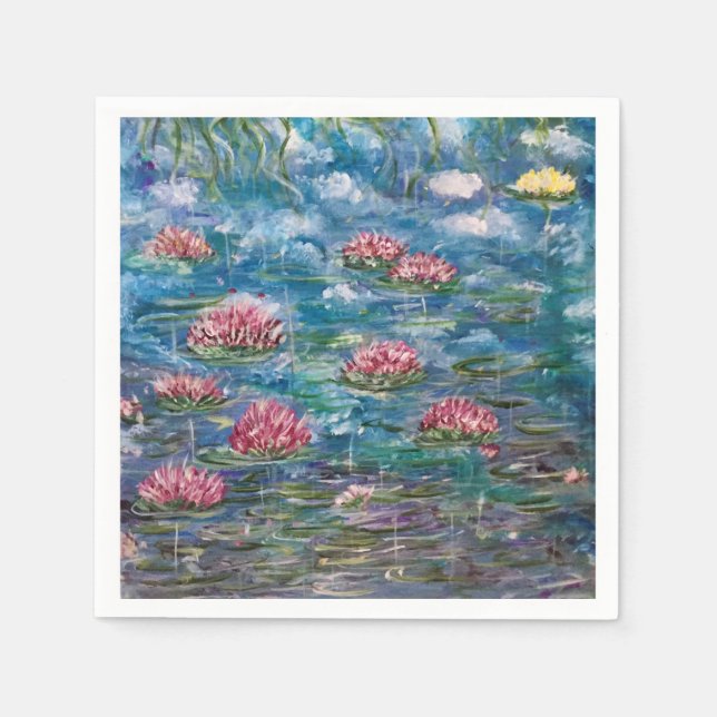 "Flytande blommor" Cocktail Napkins Pappersservett (Framsidan)