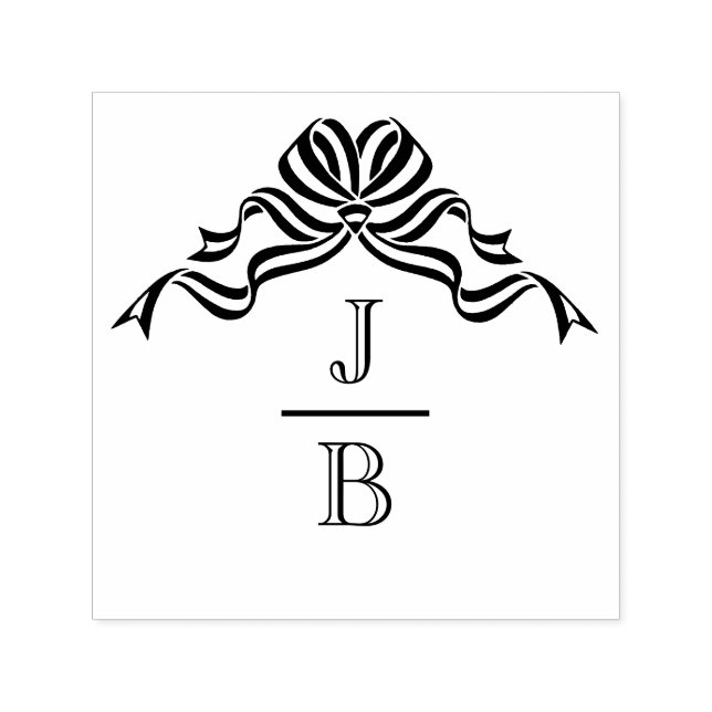 Flytande Bow Ribbon 2 Initialer Bröllopsmonogram # Självfärgande Stämpel (Design)