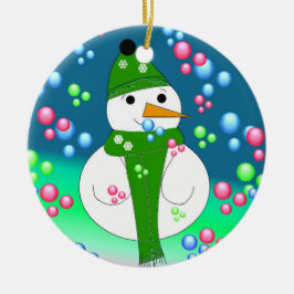 Flytande bubblor Snöman Julgransprydnad Keramik